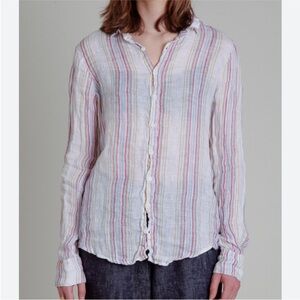 CP Shades Romy Striped Linen Lilac Button Down XS